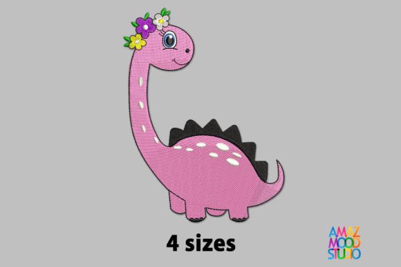 Cute Dinosaur Girl with Flowers Embroidery Review